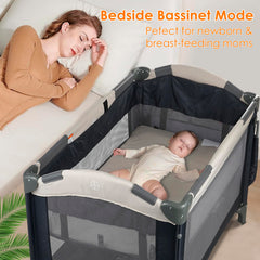 Cradlecare playard folds compactly for easy travel and quick setup.