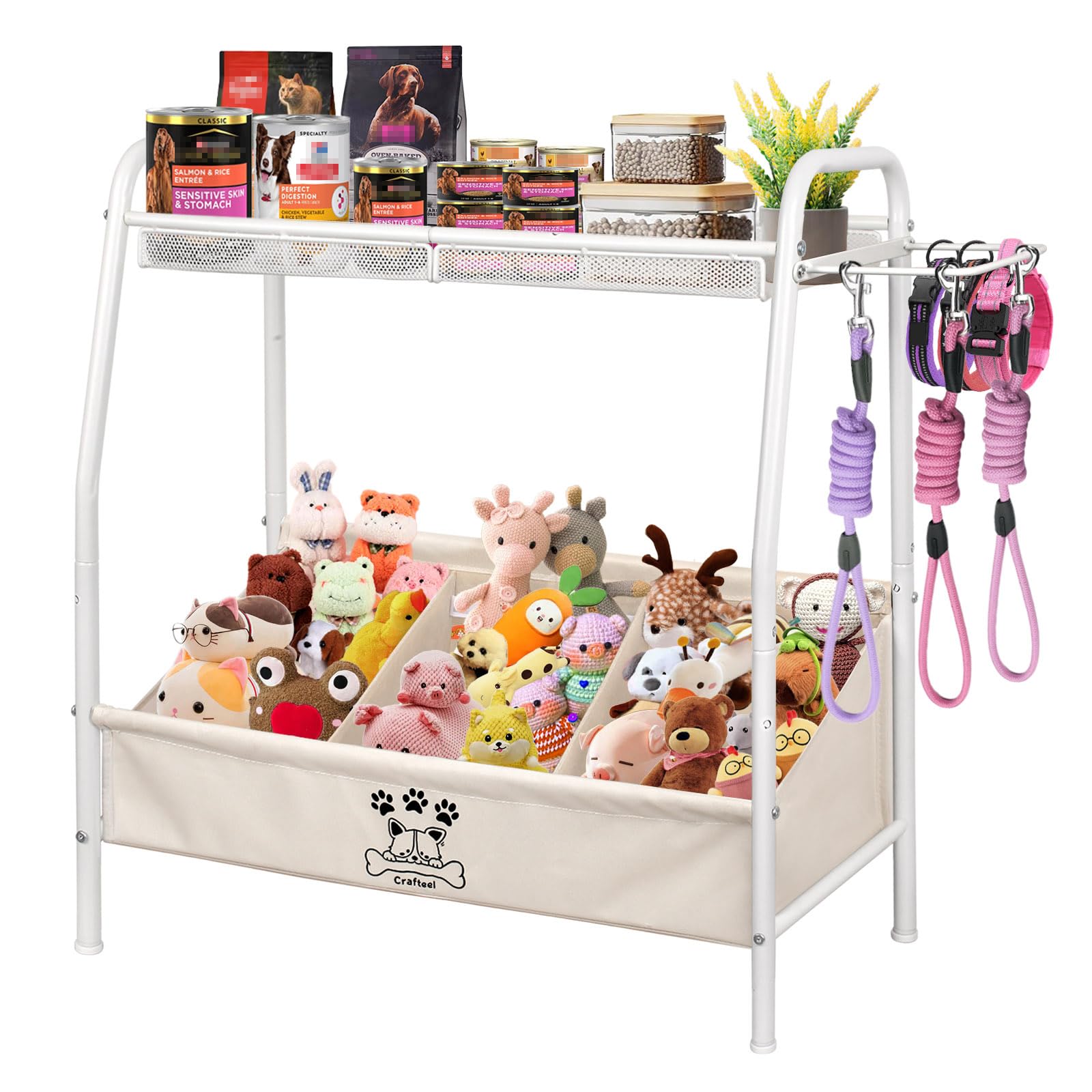 Crafteel large dog toy storage basket with open front for easy toy access and organization