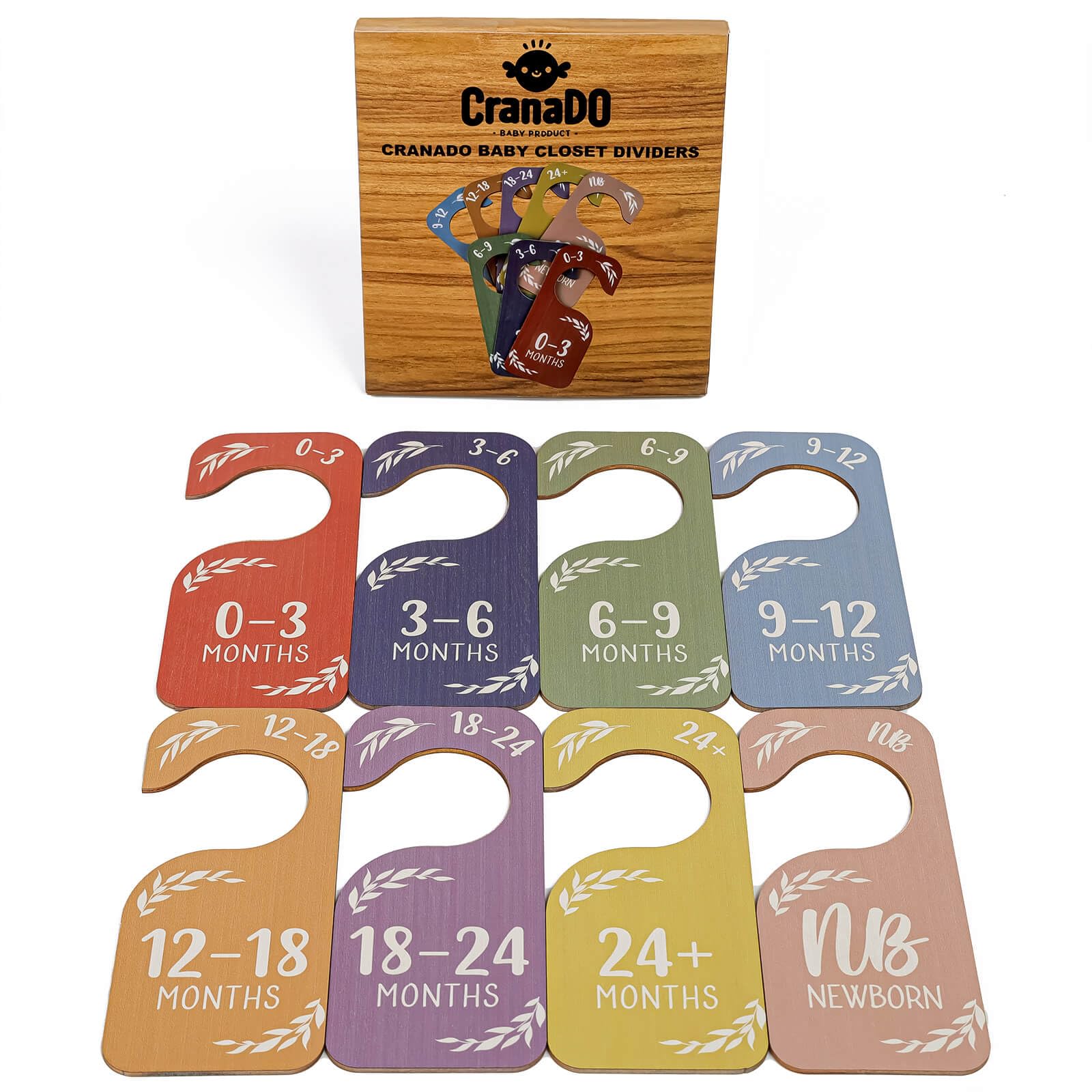 Cranado baby closet dividers colorful labels support gender-neutral nursery organization.