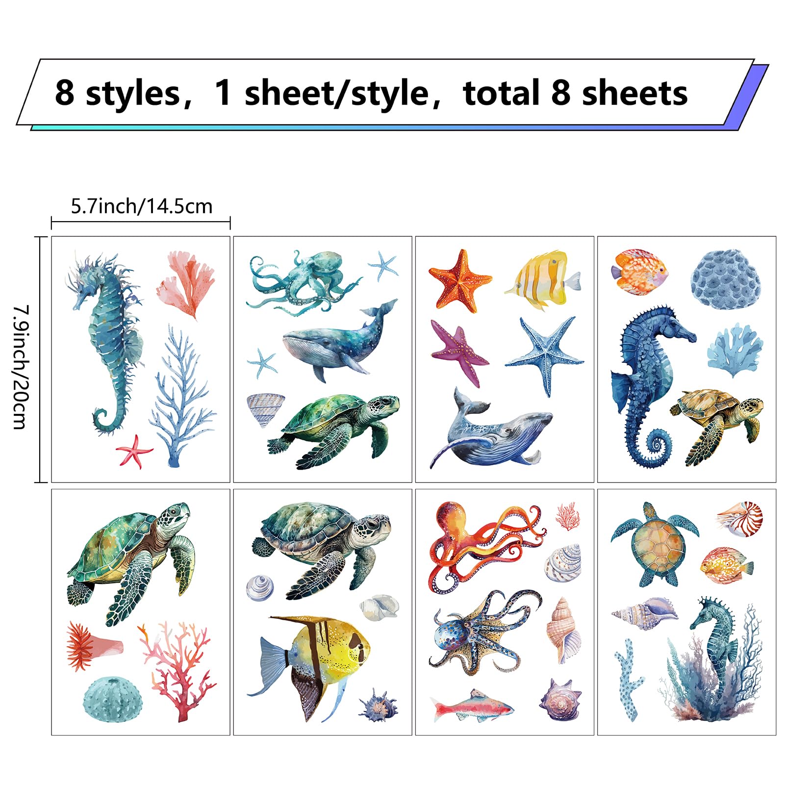 CRASPIRE sea life window decal seahorse; bright focal point on windows and glass surfaces.