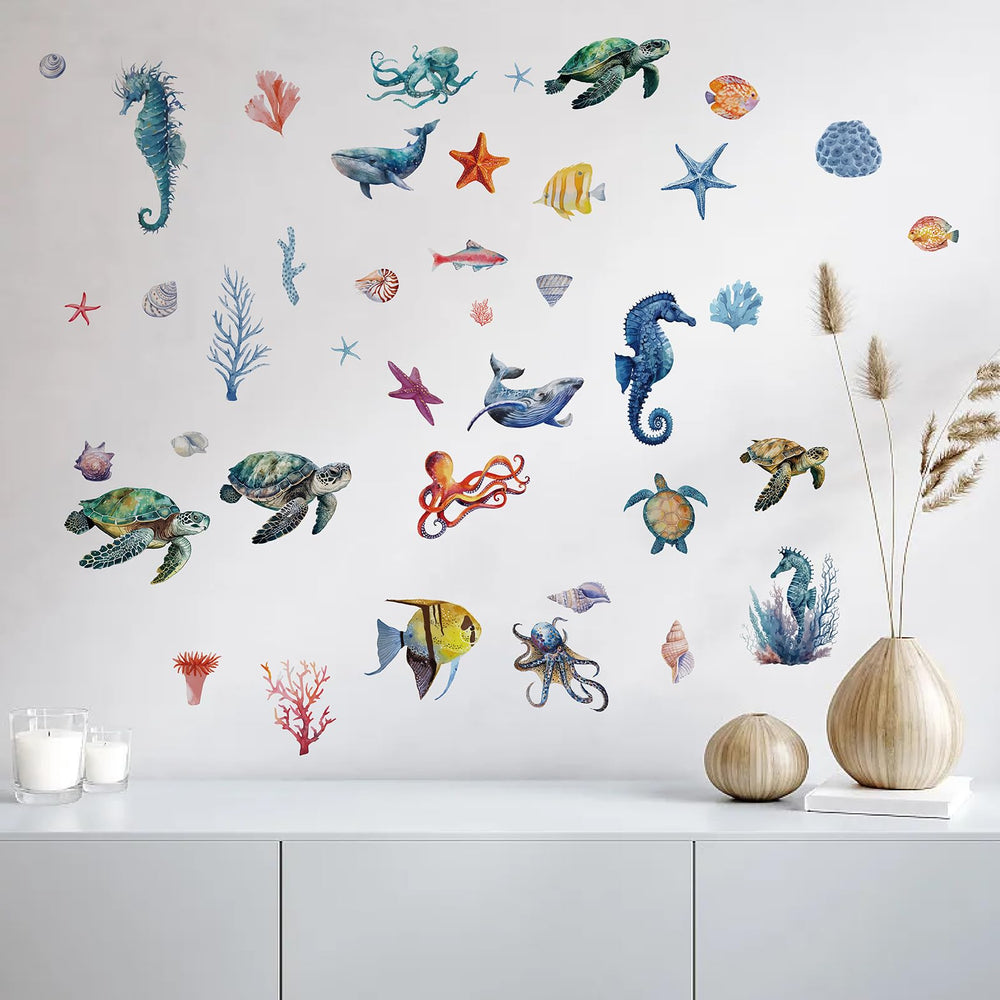 CRASPIRE sea life window decal tropical fish; quick refresh for kitchens, baths, or kids' rooms.