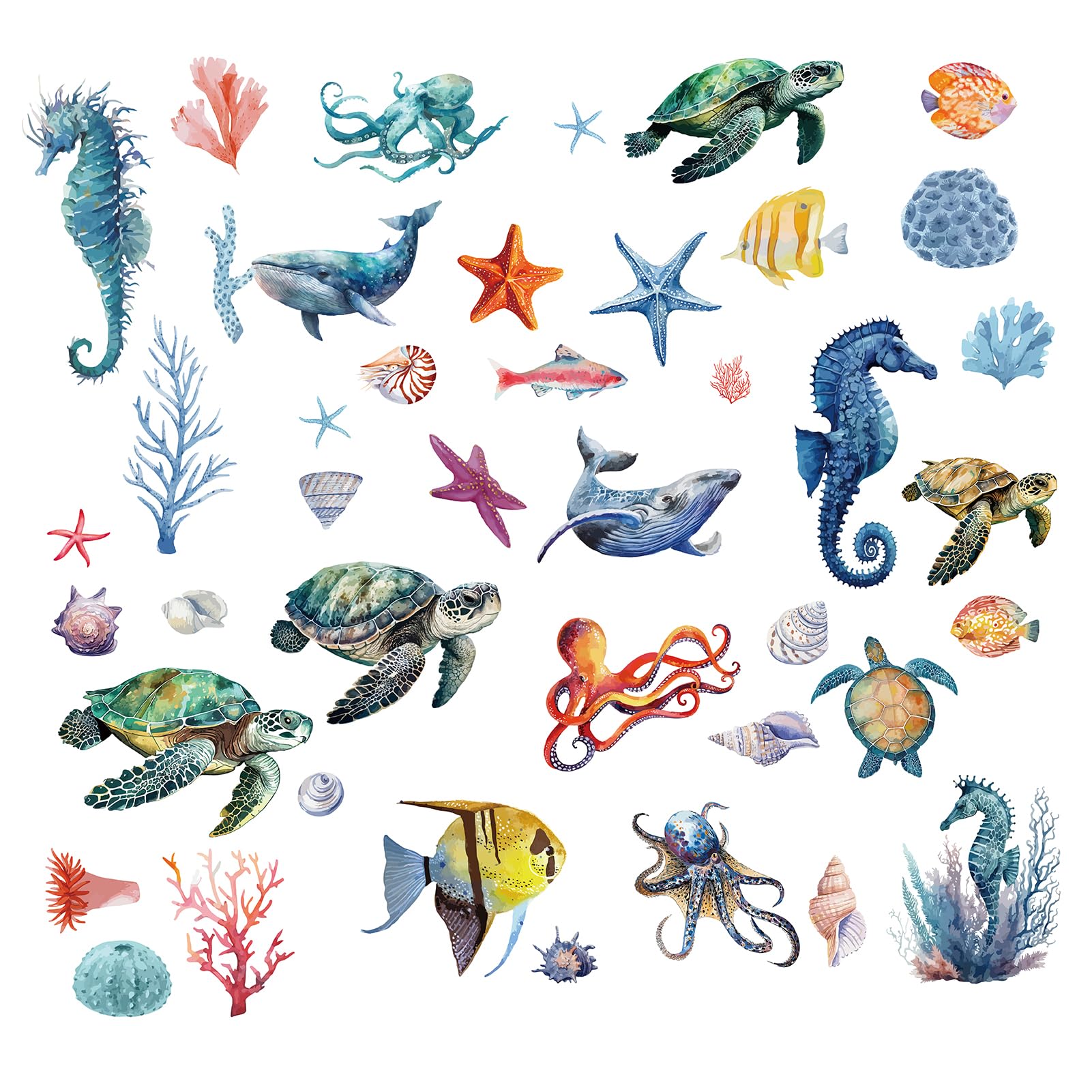 CRASPIRE sea life window decal turtle; adds playful coastal charm to bathrooms or nurseries.