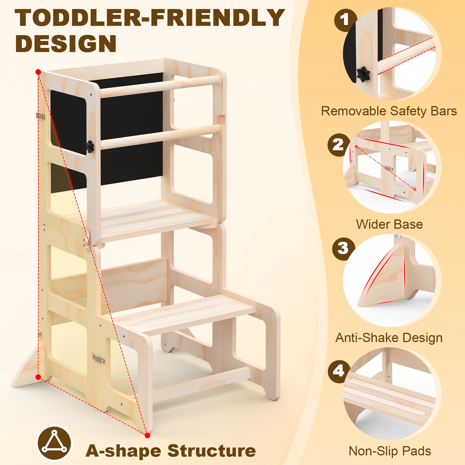 Cravenook toddler kitchen step stool chalkboard highlights art space for creative play