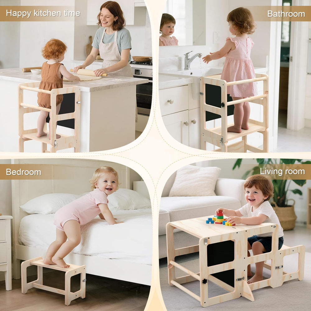 Cravenook toddler kitchen step stool table chair setup for meals and crafts