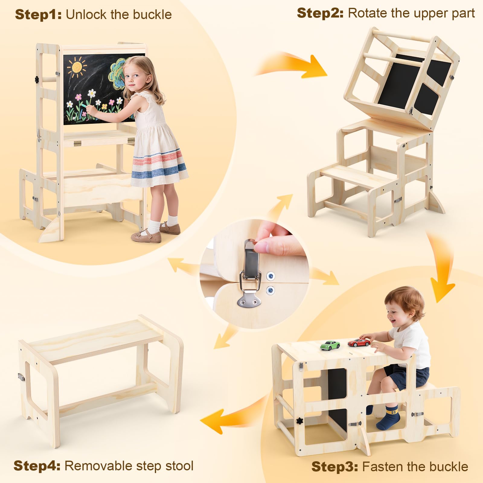 Cravenook toddler step stool anti-slip base provides stable footing on surfaces
