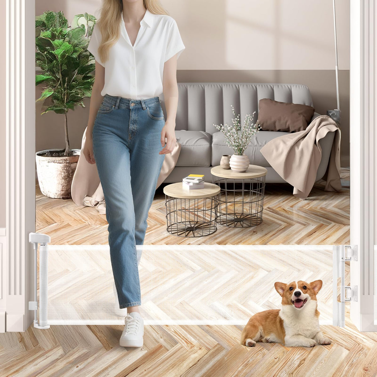 Crazydeer 14in tall short dog gate provides a compact doorway barrier for small pets.