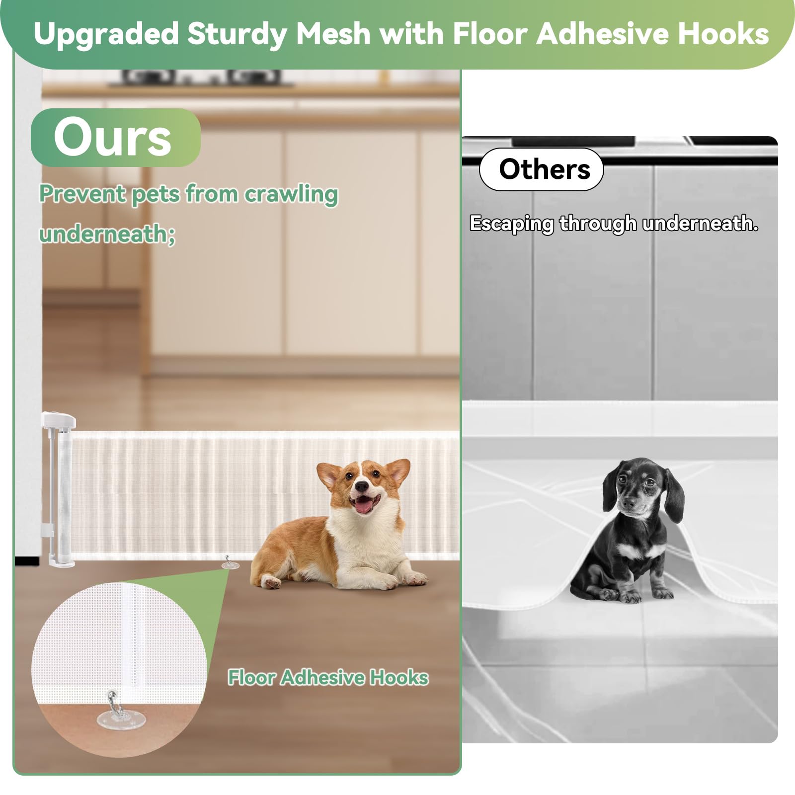 Crazydeer floor adhesive hook prevents pets from crawling underneath for safer barriers.
