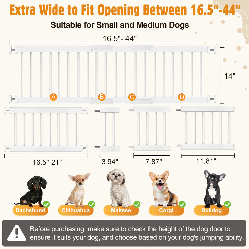 Crazydeer Metal Short Dog Gate extended setup demonstrates adjustable width