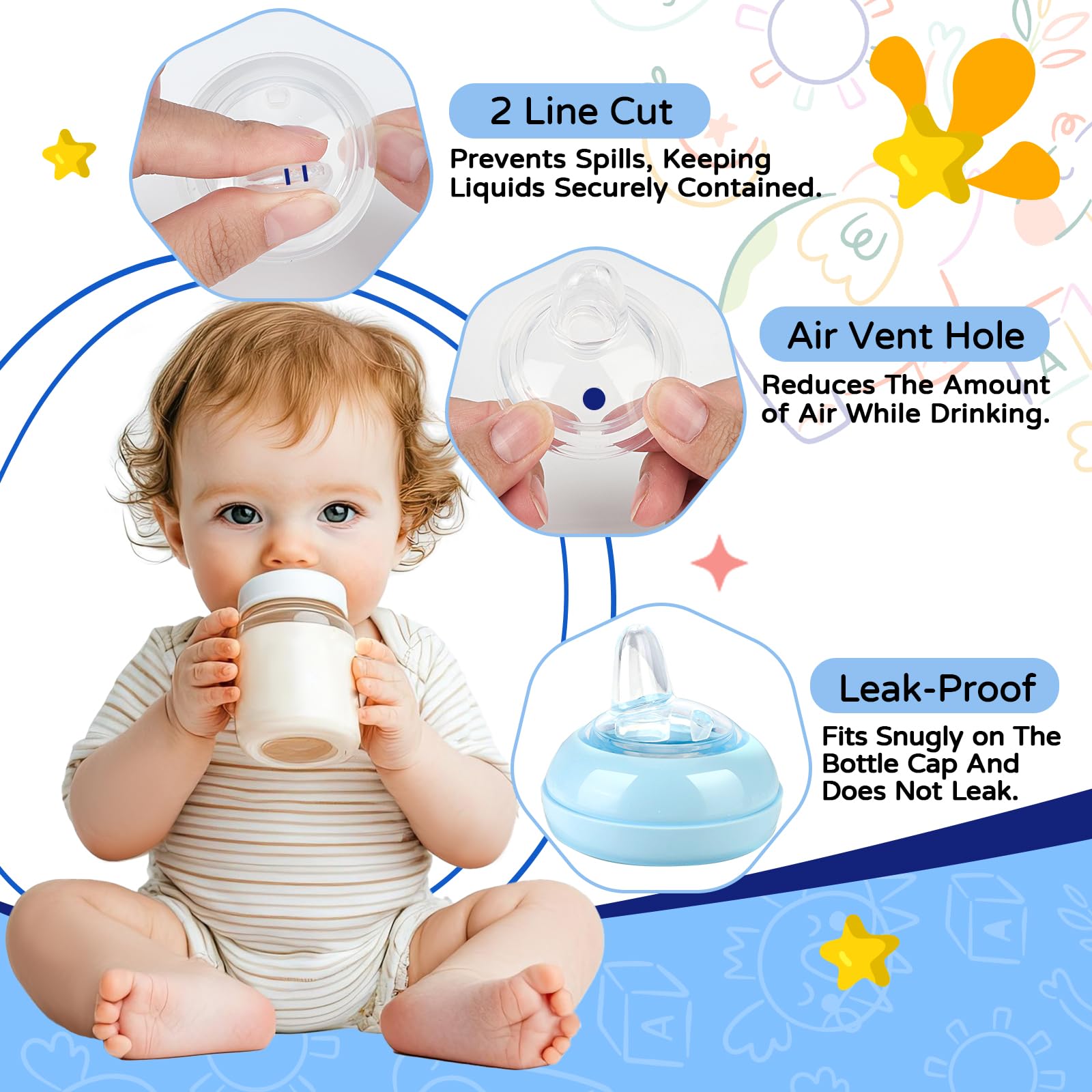 CRAZYTHUR BPA-free food-grade silicone nipple offers safe teething comfort.