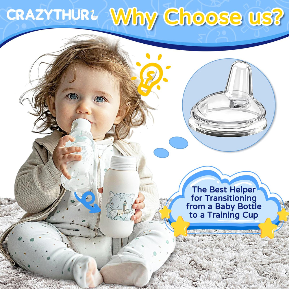 CRAZYTHUR sippy nipples two-line vent openings for durable performance