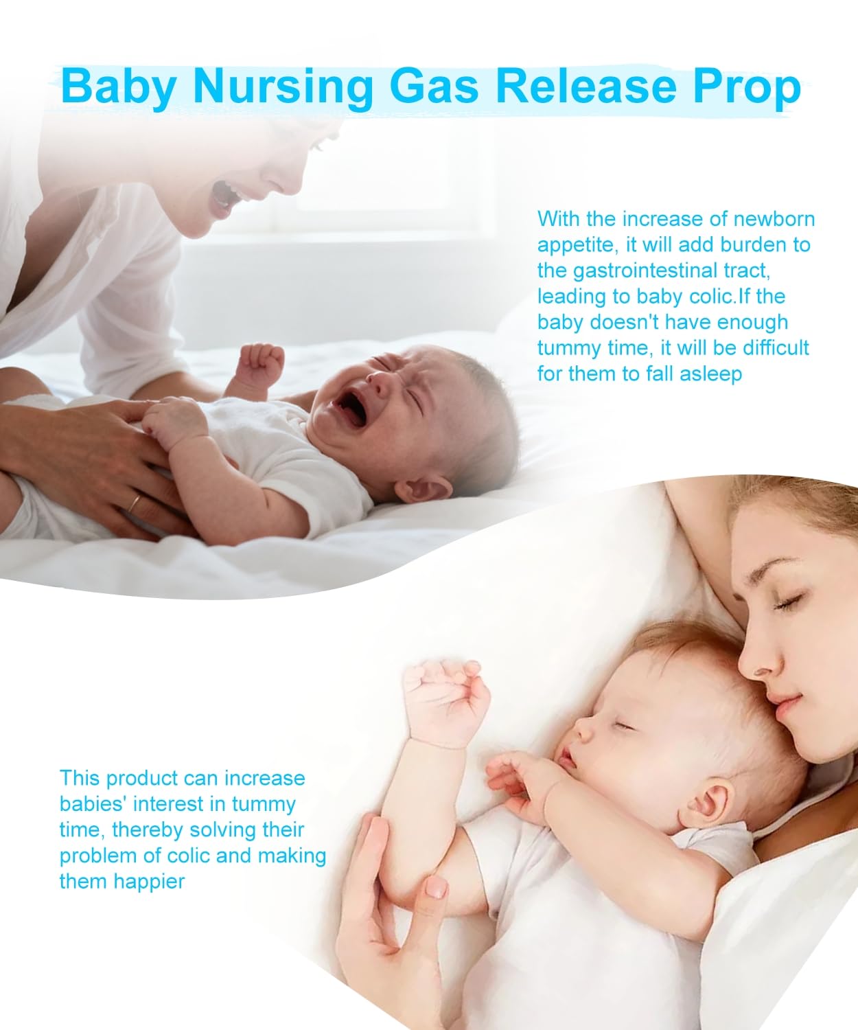 CreateBay baby-tummy-time-use illustrates the wedge aiding gentle floor-time stretches.