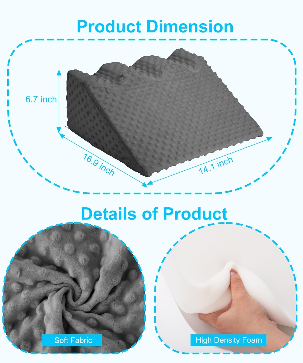 CreateBay nursing-reflux-prop foam-detail highlights firm memory foam for comfort during burping.