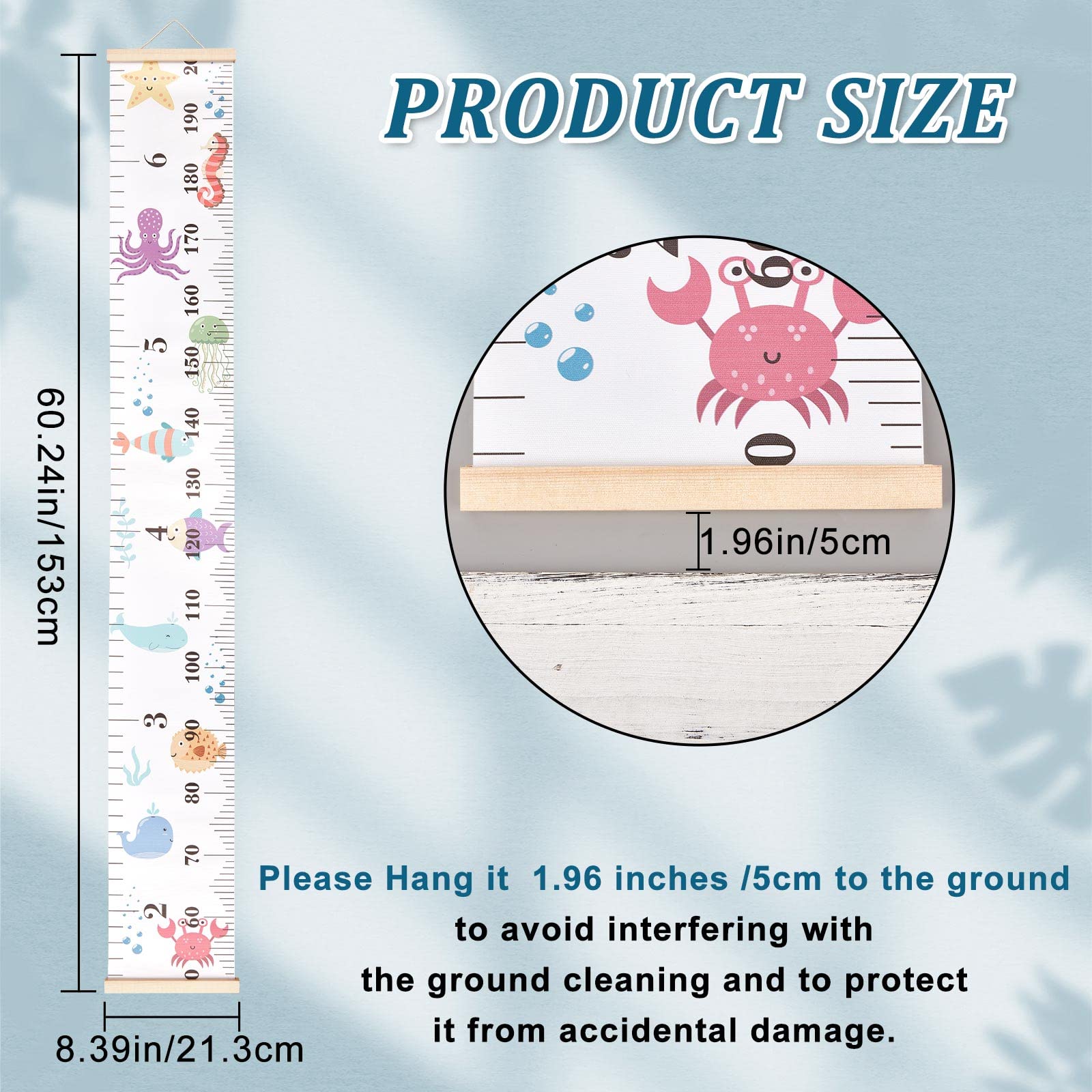 CREATCABIN growth chart wood frame emphasizes sturdy construction for durable wall decor.