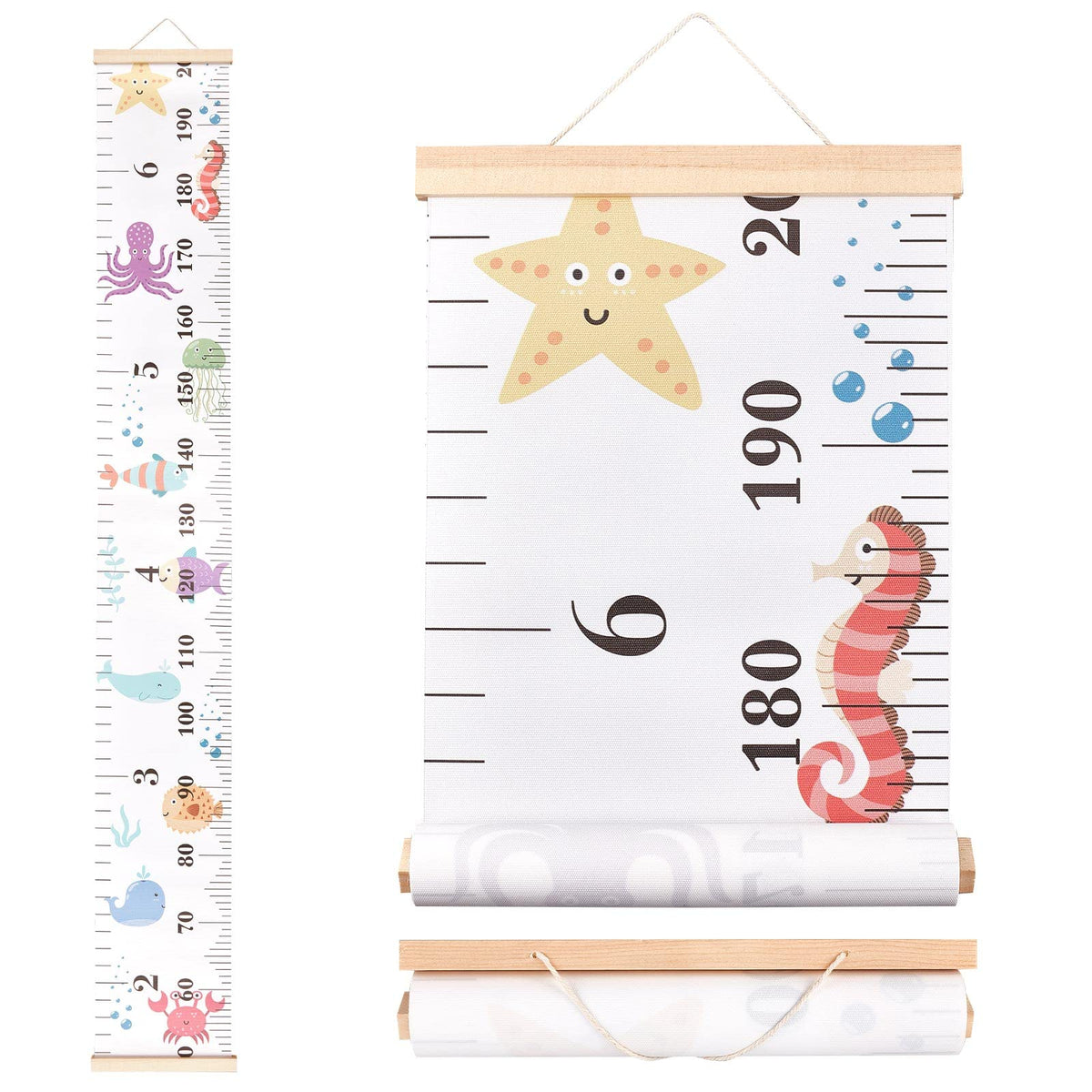 CREATCABIN sea animals growth chart canvas adds playful growth tracking in nurseries.