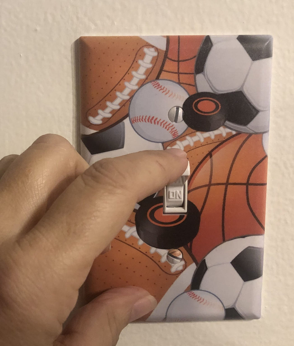 Create-A-Mural baseball switch cover adds playful decor for a child's bedroom or playroom.
