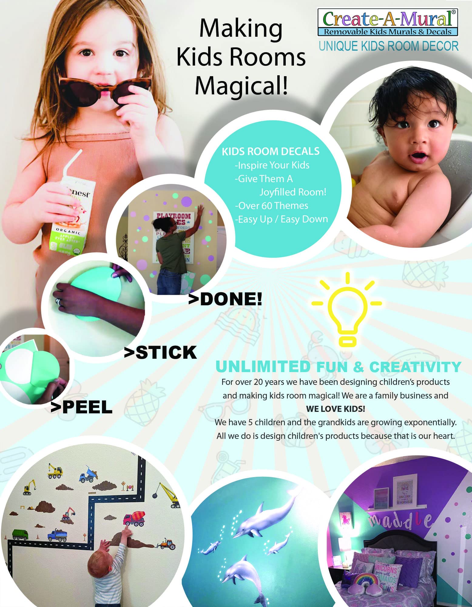 Create-A-Mural classroom office dots wall art offers versatile, removable walls for spaces.