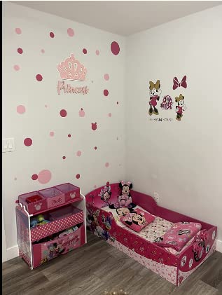 Create-A-Mural girls room dots wall decor setup highlights easy peel-and-stick installation.