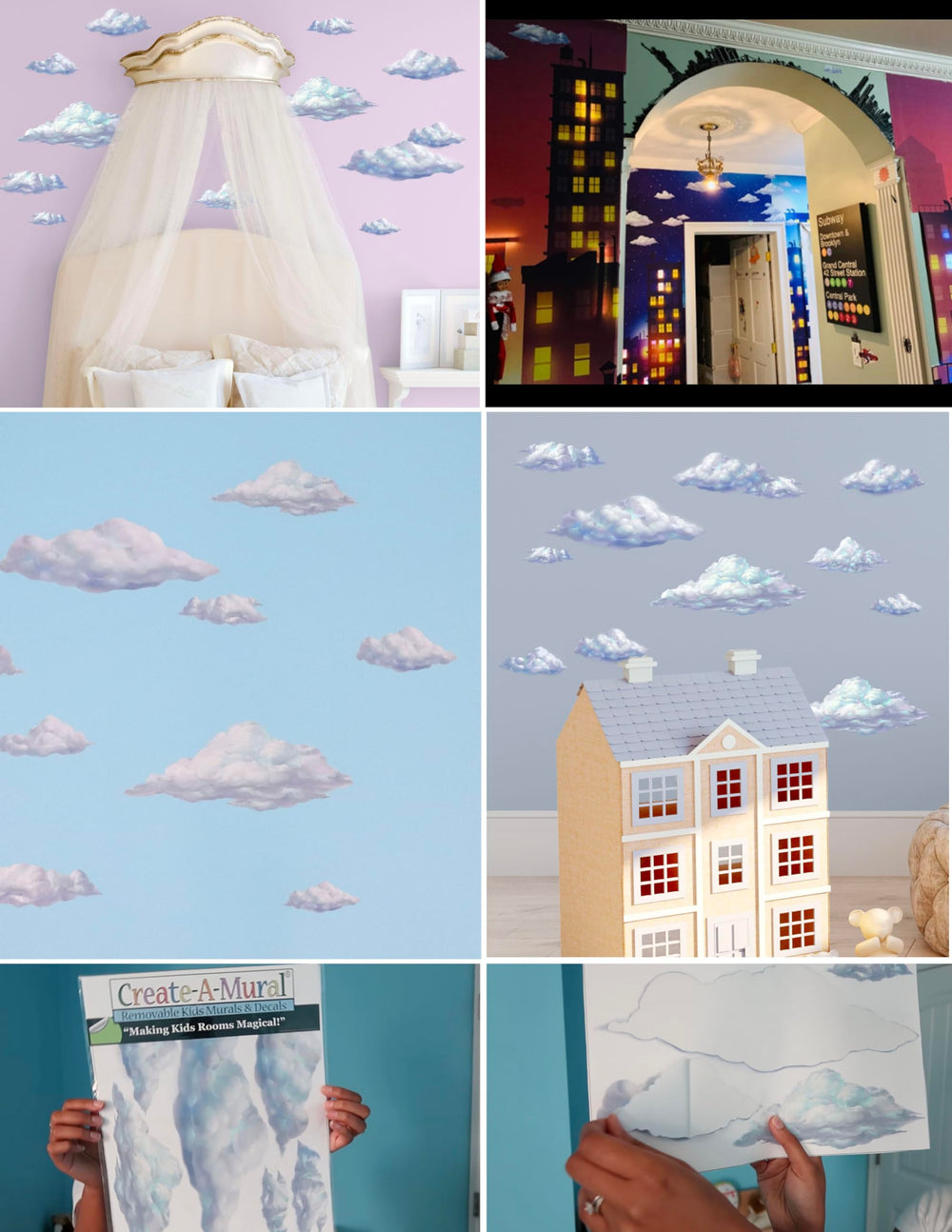 Create-A-Mural Sky Cloud Wall Decals offer quick DIY sky murals in minutes.