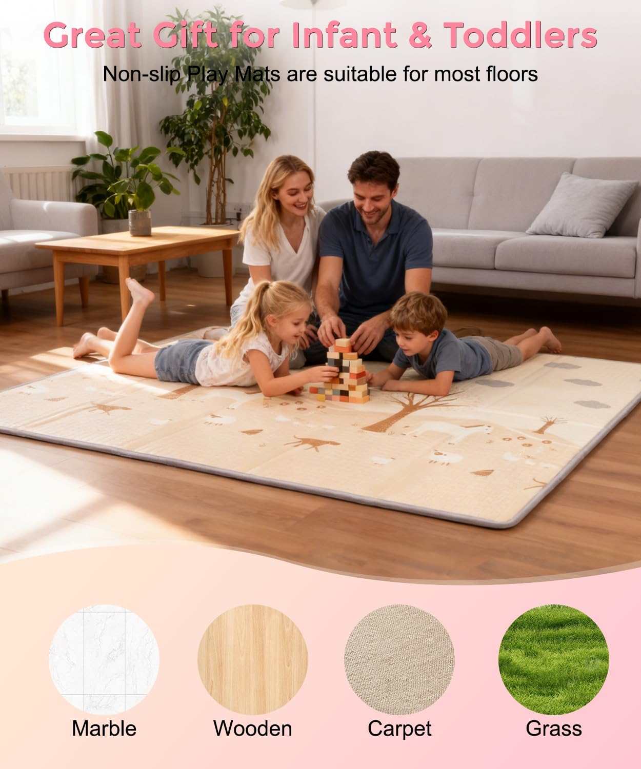 CreateBay baby play mat foldable portable with carry bag for trips.