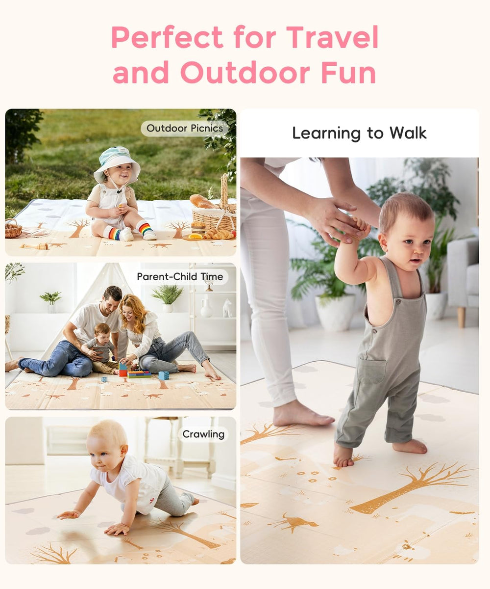 CreateBay baby play mat reversible design with colorful sides.
