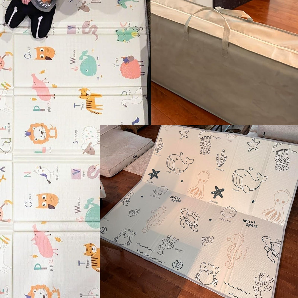 CreateBay foldable baby play mat easy to clean after messes during playtime.