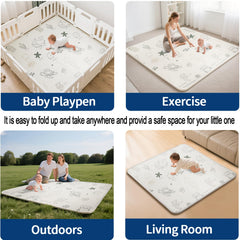 CreateBay foldable baby play mat XPE foam close-up showing thick, cushioned support.