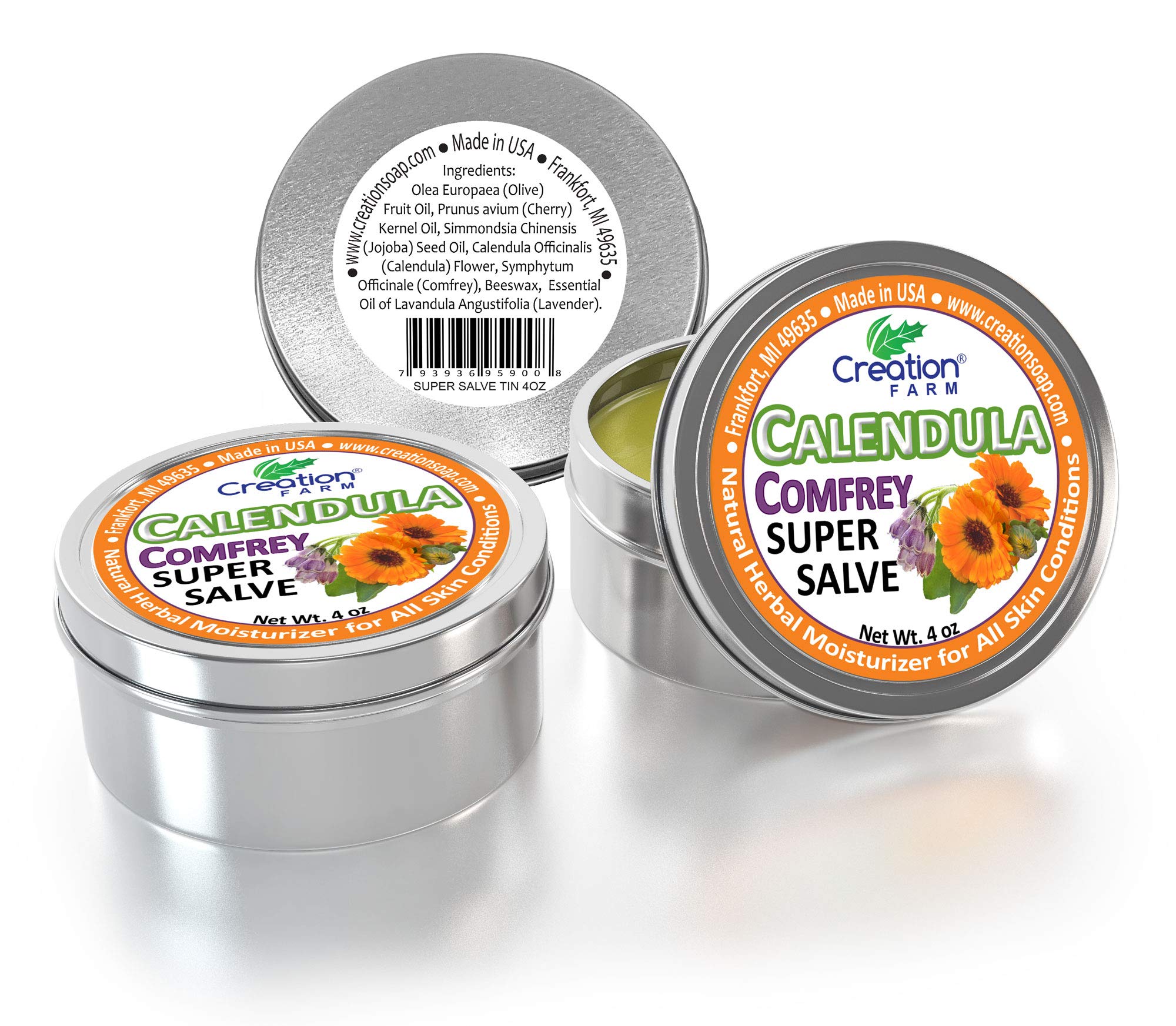 Creation Pharm Calendula Comfrey Salve being gently rubbed into skin