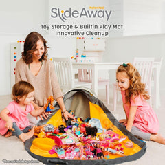 Creative QT SlideAway 52-inch play mat in action with kids building blocks