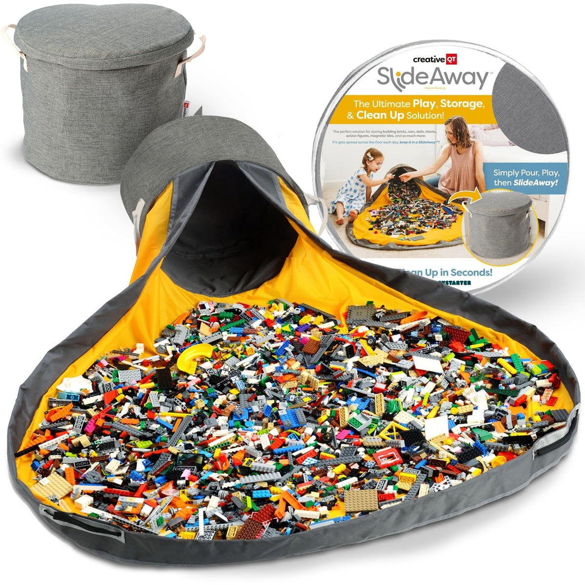 Creative QT SlideAway organizer showcases 52-inch play mat surface for big toy layouts