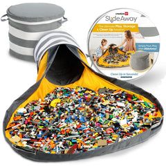 Creative QT SlideAway toy storage bin open for quick cleanup and easy toy access.