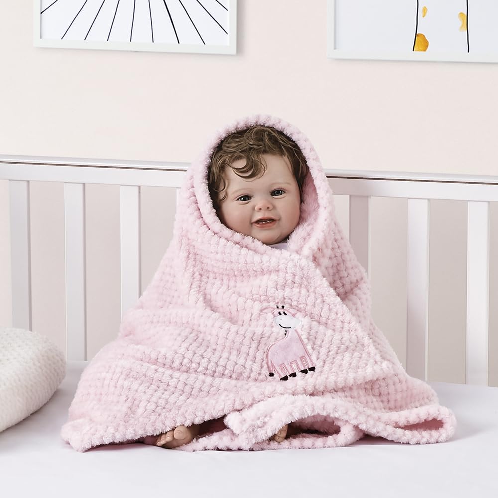 CREVENT Baby Blanket closeup shows soft fleece texture ideal for soothing touch.