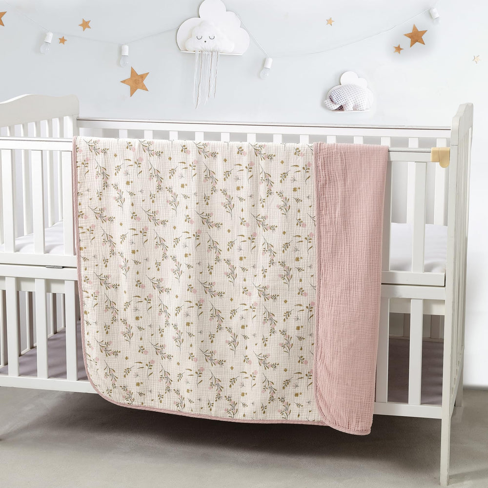 CREVENT baby blanket soft muslin closeup highlights breathable, gentle fabric.