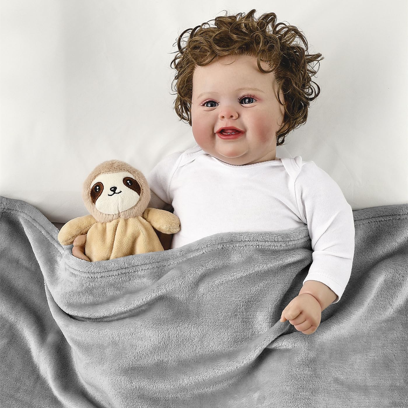 CREVENT baby security blanket materials close-up, hypoallergenic breathable fabric for delicate skin.
