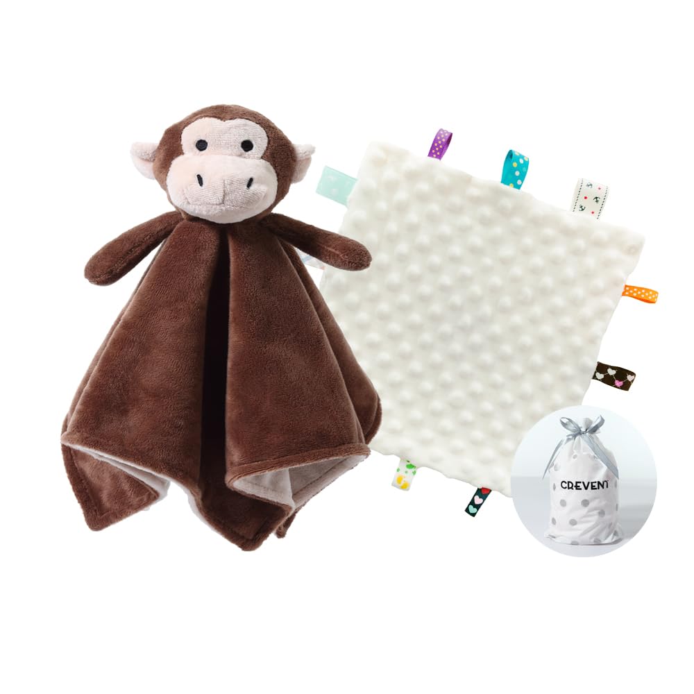 CREVENT Cozy Plush Monkey Head closeup for comforting tactile play