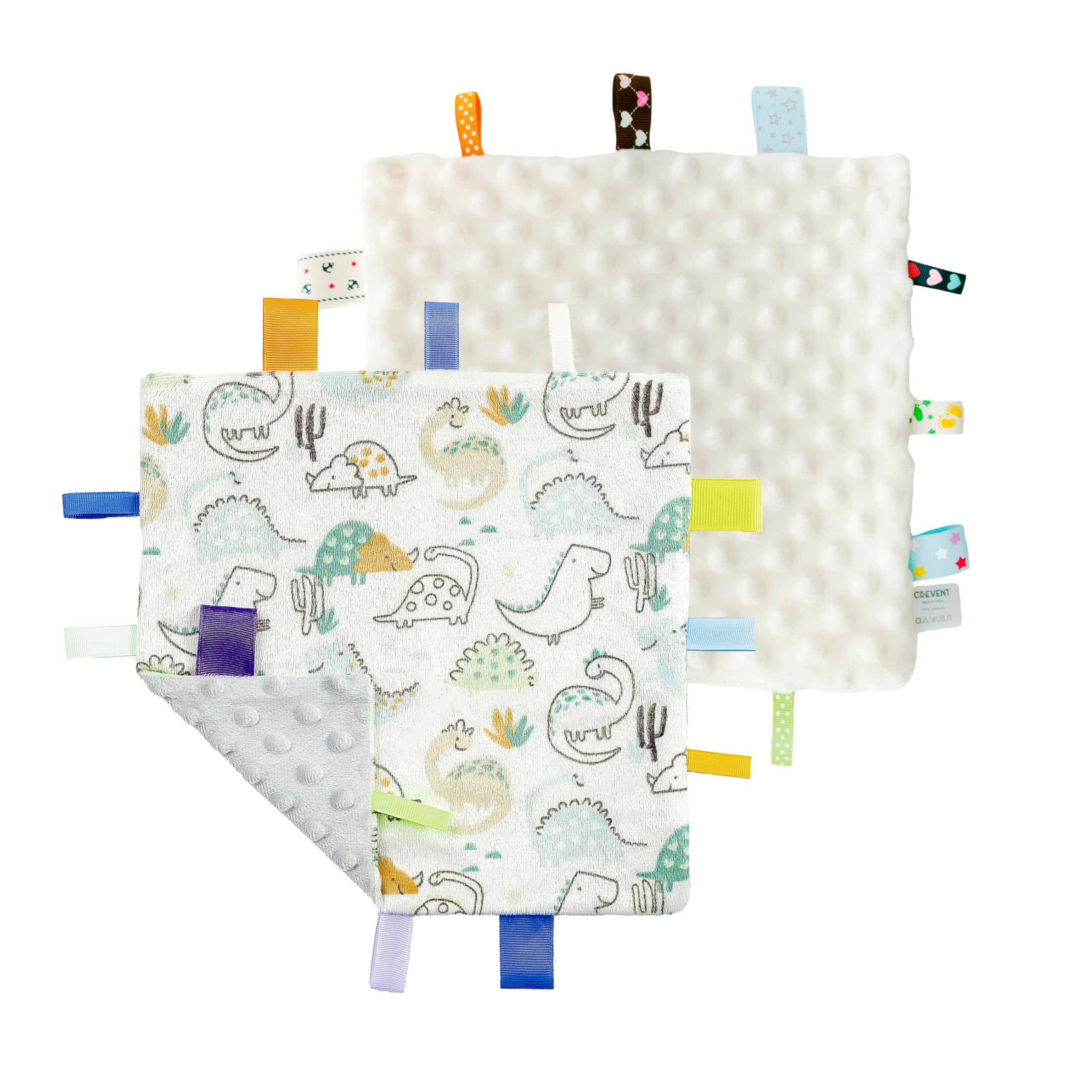 CREVENT dinosaur ivory minky-dot fabric closeup showing soft texture for soothing babies