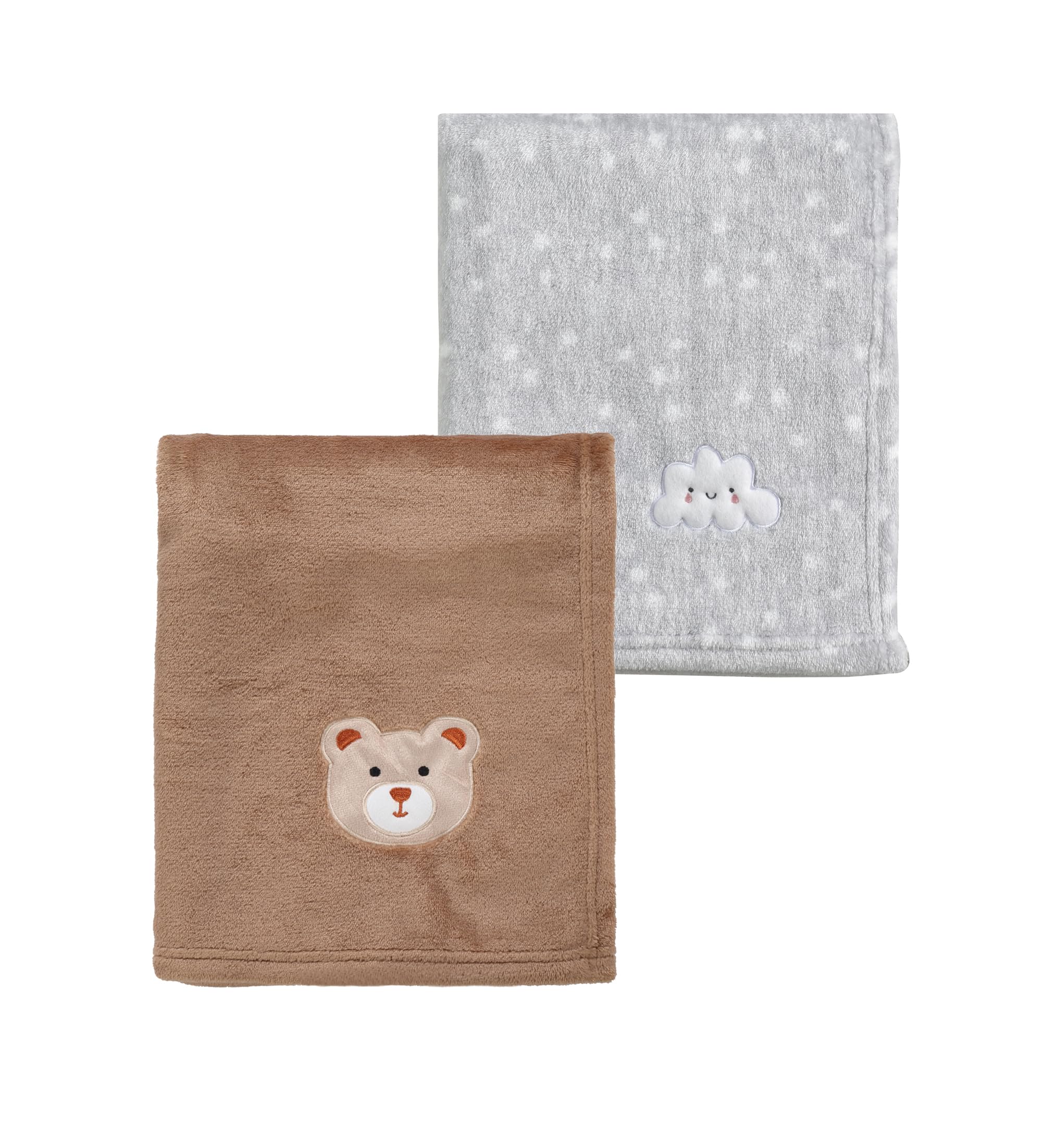 CREVENT grey cloud brown bear 2pces folded blanket set for nursery warmth.