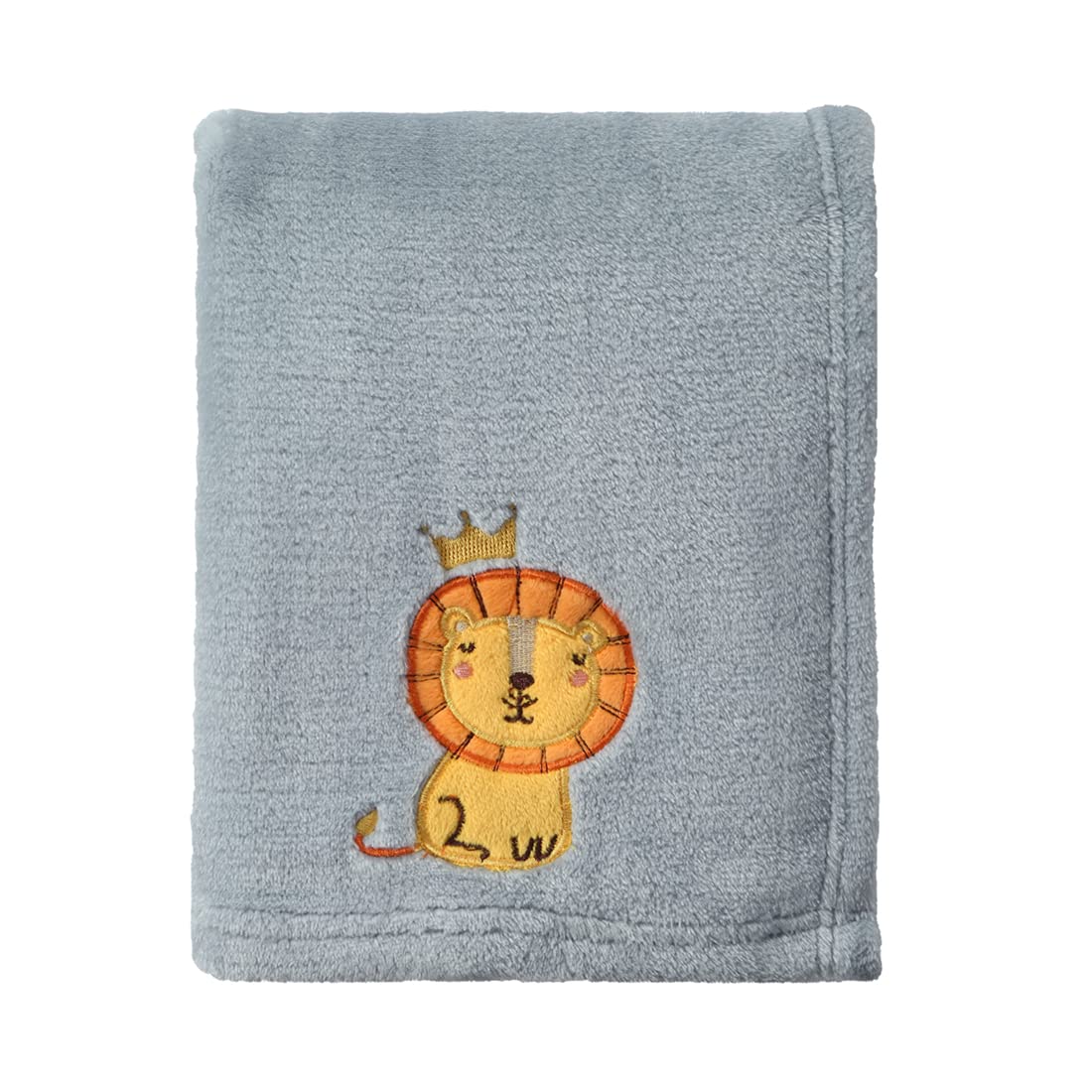 CREVENT grey lion blanket fold shows soft fleece warmth for cozy cuddles