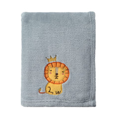 CREVENT grey lion blanket fold shows soft fleece warmth for cozy cuddles