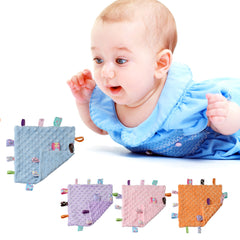 CREVENT blue tag security blanket shown as a thoughtful newborn gift idea.
