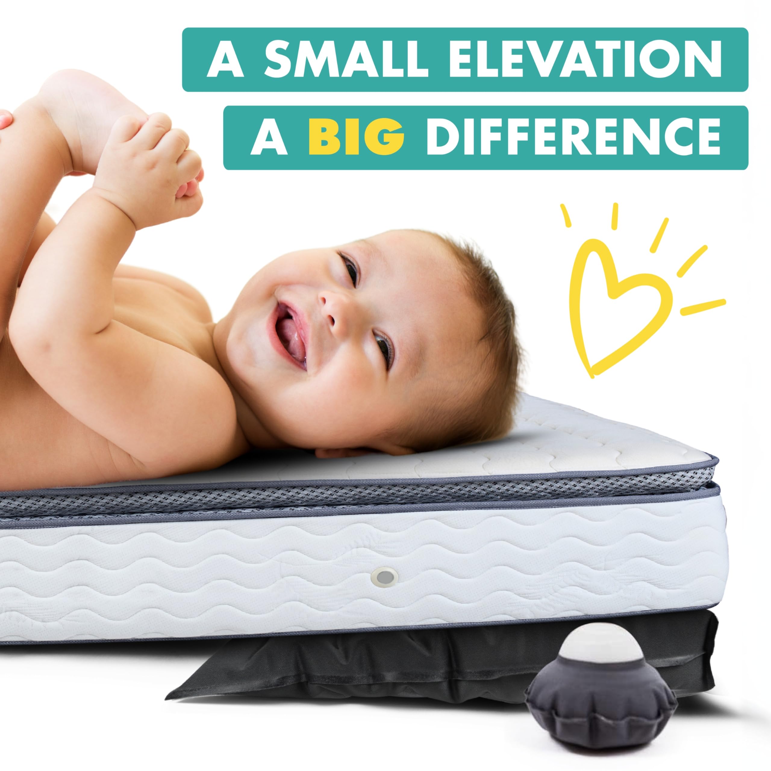 Crib Cloud wedge under mattress setup offering easy nightly relief.