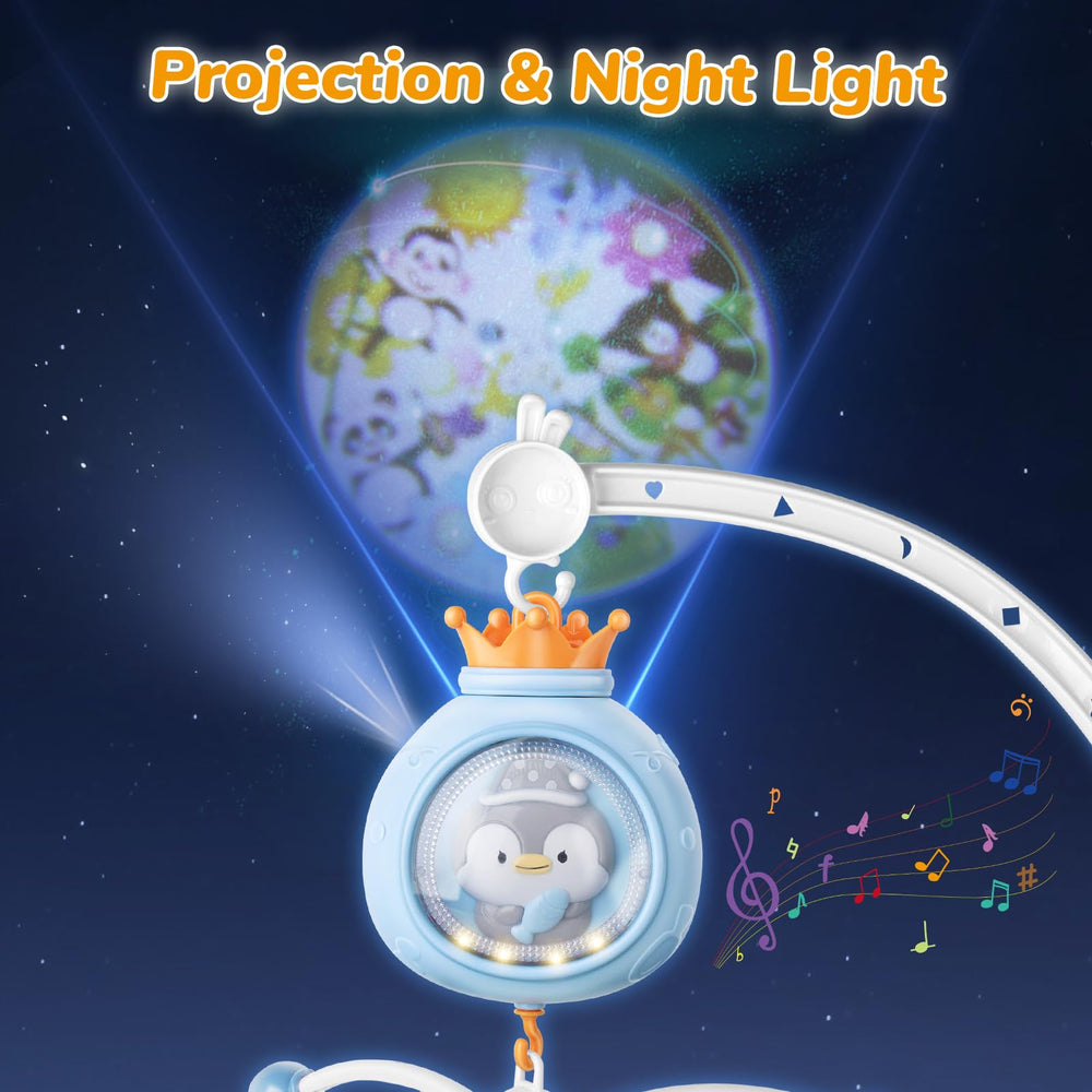 Crib-Mobile timer remote-control enables customizable nap times for peaceful evenings