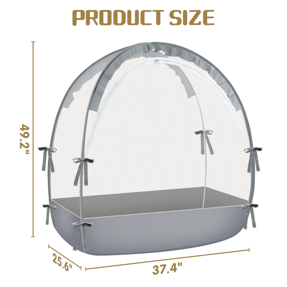 Crib Tent easy-installation showcases quick pop-open and strap-secured fit.