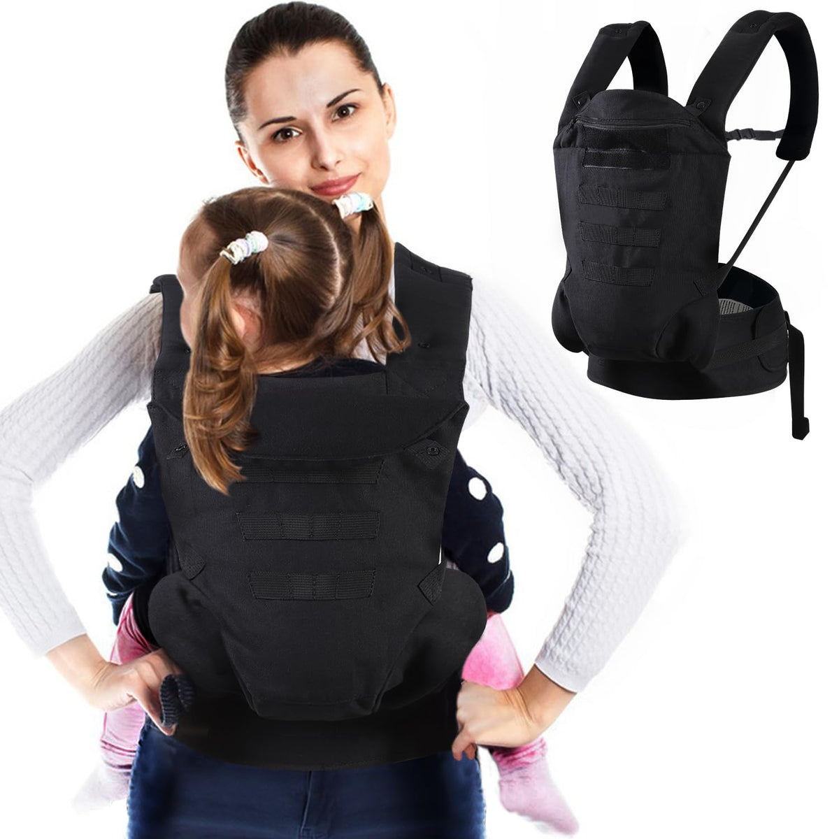 Crisinant Baby Holder Carrier front view shows adjustable straps for comfortable walks