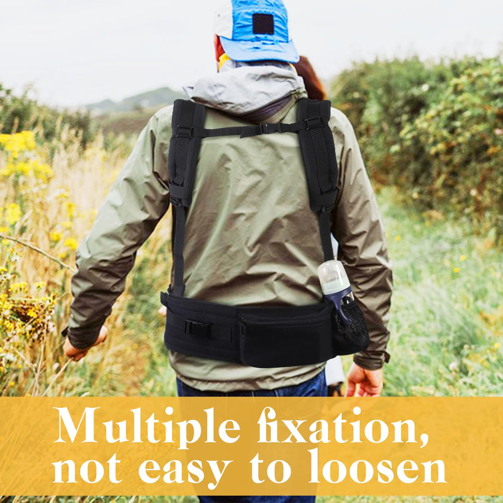 Crisinant in-use carrier supports front or back carry during travel and daily tasks