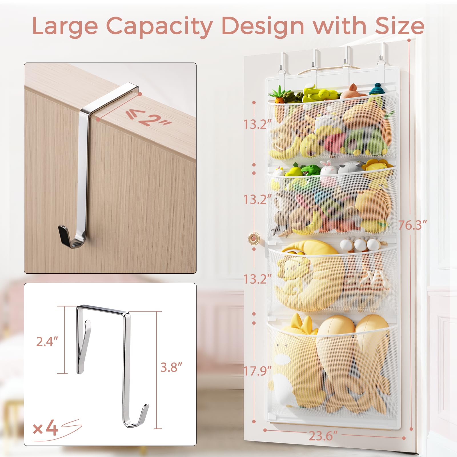 Criusia mesh pockets keep plush toys clean, visible, and easy to grab.