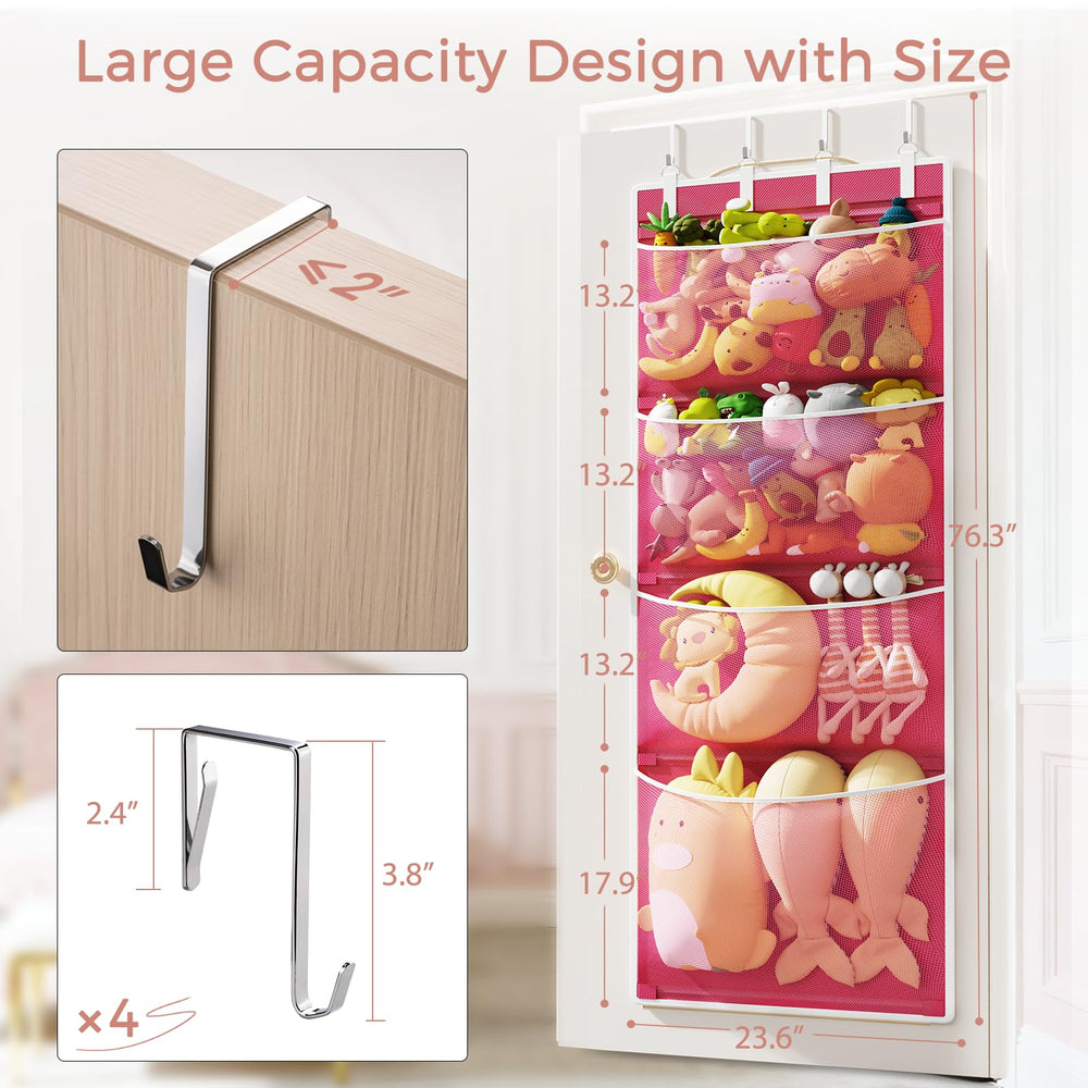 Criusia pink organizer demonstrates space-saving vertical storage with measurements 76.3 by 23.6 inches.