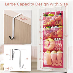 Criusia pink organizer demonstrates space-saving vertical storage with measurements 76.3 by 23.6 inches.