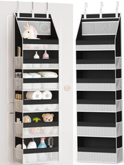 Criusia over-the-door organizer six shelves for towels behind-the-door storage.