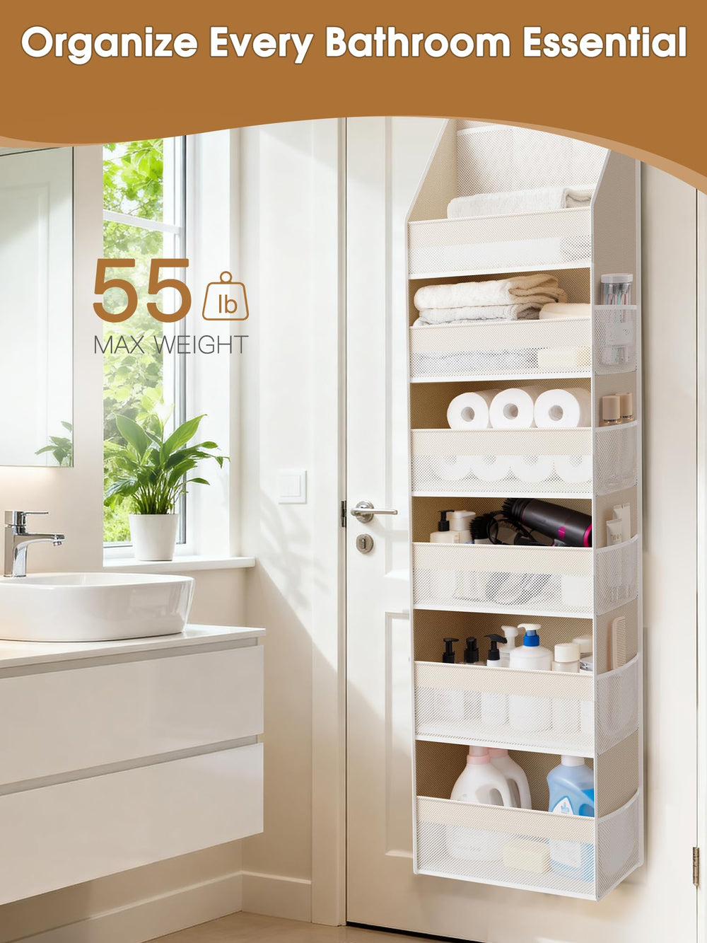 Criusia back-of-door storage ideal for bathrooms and nurseries.