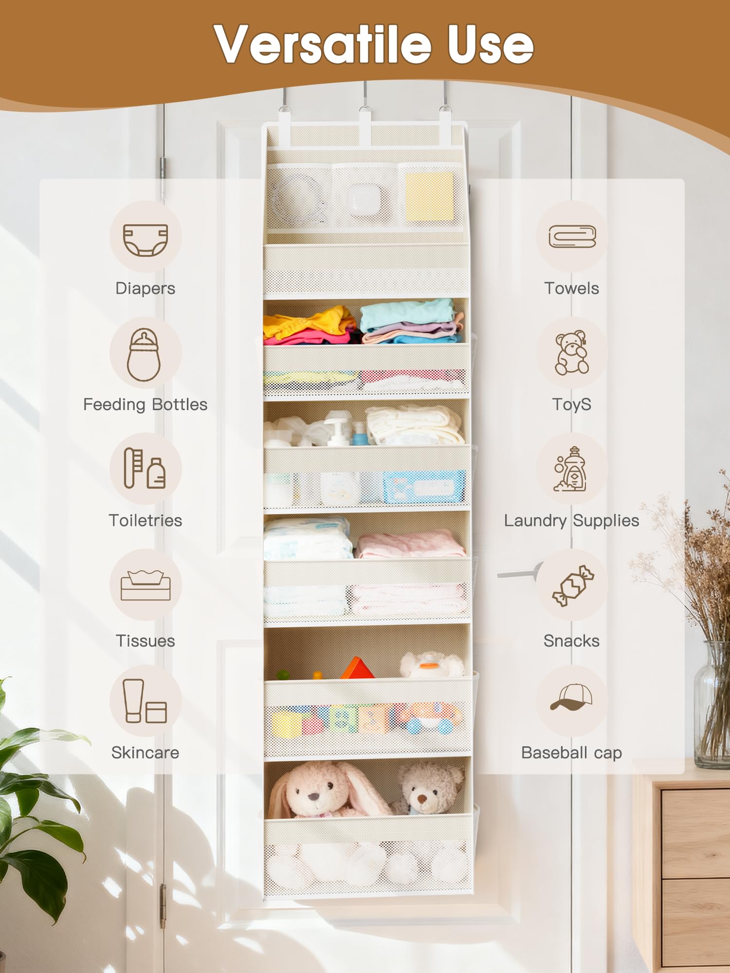 Criusia organizer folds flat for easy space saving storage.